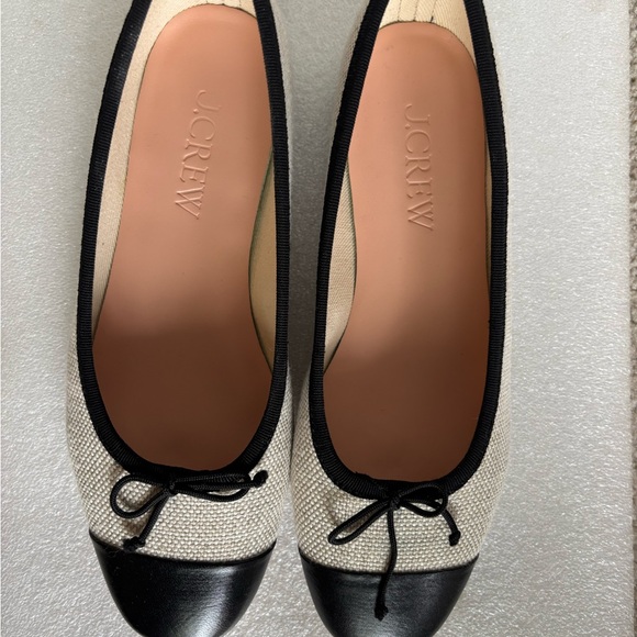 J. Crew Black and Cream Ballet Flats with Bow - Picture 8 of 9